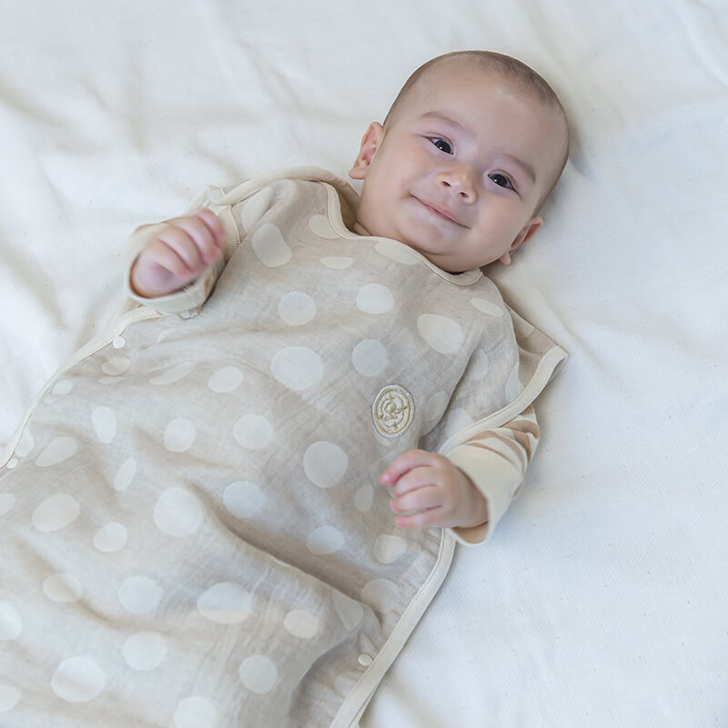 水玉ベージュ4重ガーゼスリーパー