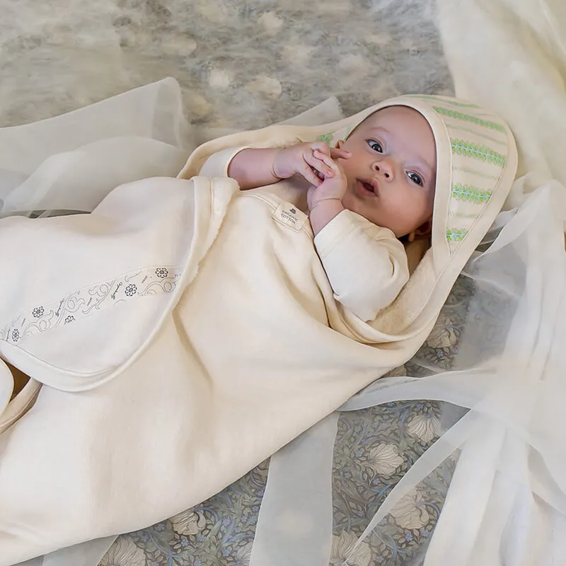 名入れ対応 緑柄 ボアおくるみ