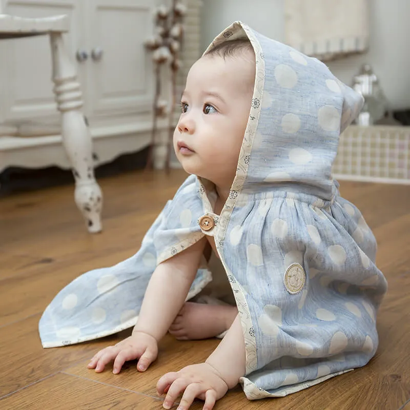 水玉ブルー 4重ガーゼバスローブ【ポンチョ】