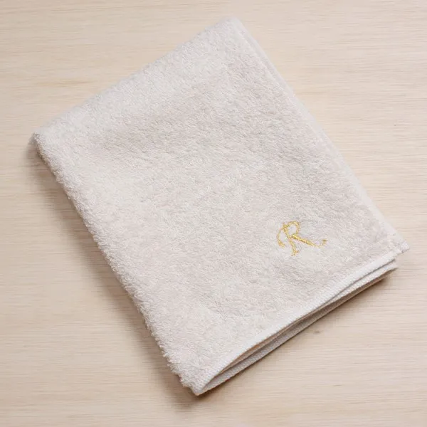 R刺繍入り ピマ綿 イニシャルハンドタオル