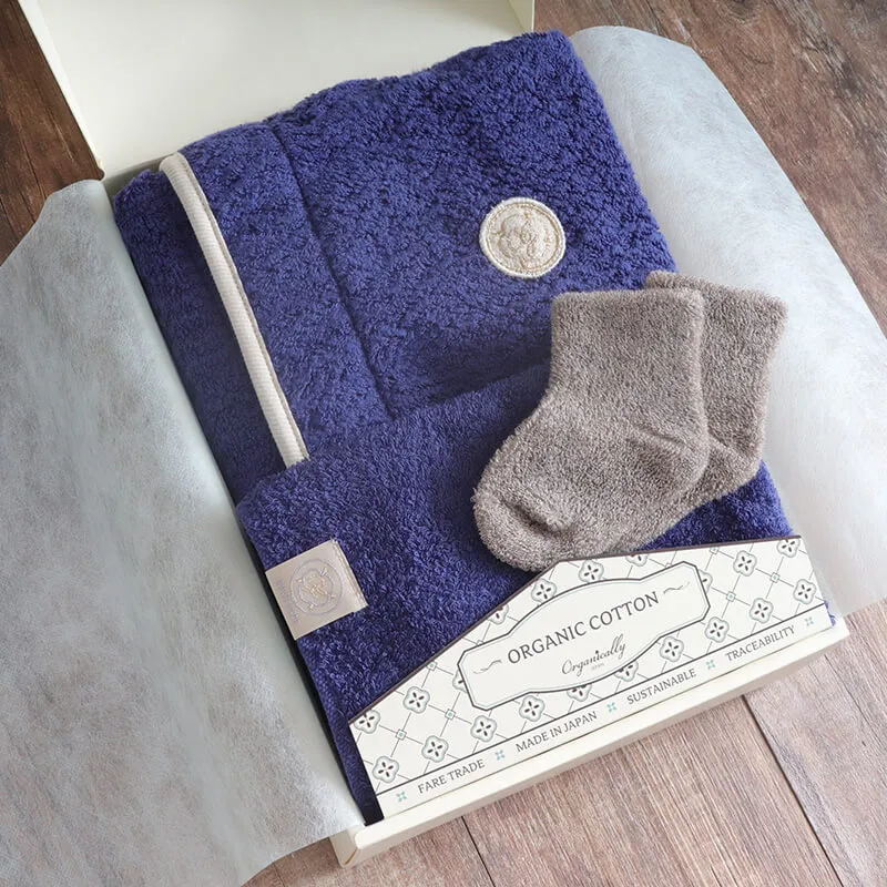 JAPAN BLUEドルマンバスローブとタオル&靴下のギフトボックス