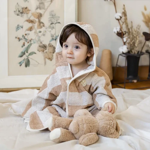 ボーダードルマンバスローブ(無染色ブラウン)